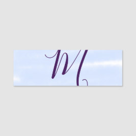 Paarse pastelkleur watercolor monogram naam letter naamplaatje