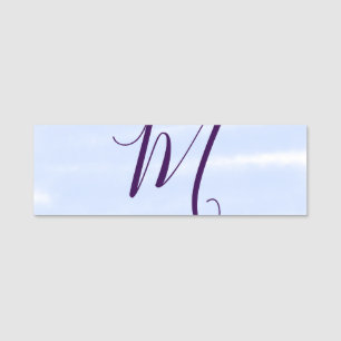 Paarse pastelkleur watercolor monogram naam letter naamplaatje