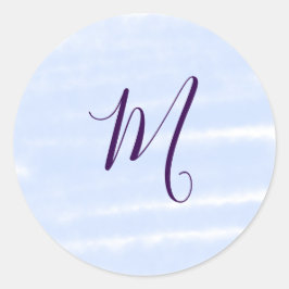 Paarse pastelkleur watercolor monogram naam letter ronde sticker