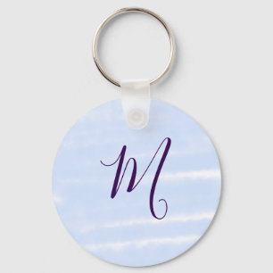 Paarse pastelkleur watercolor monogram naam letter sleutelhanger