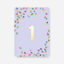 Paarse Pastelkleuren Eerste Verjaardag Confetti Go Folie Uitnodiging