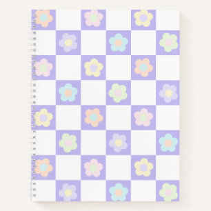 Paarse Pastelkleurige Bloem Schachbrett Journal No Notitieboek