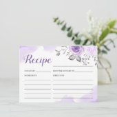 Paarse Pastelkleurige Bloemige Bruidsdouche Recept Informatiekaartje (Staand voorkant)