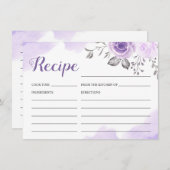Paarse Pastelkleurige Bloemige Bruidsdouche Recept Informatiekaartje (Voorkant / Achterkant)