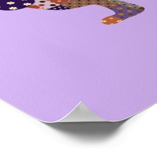 Paarse Patchwork Dachshund Wall Art Poster (Hoek)