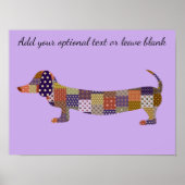 Paarse Patchwork Dachshund Wall Art Poster (Voorkant)