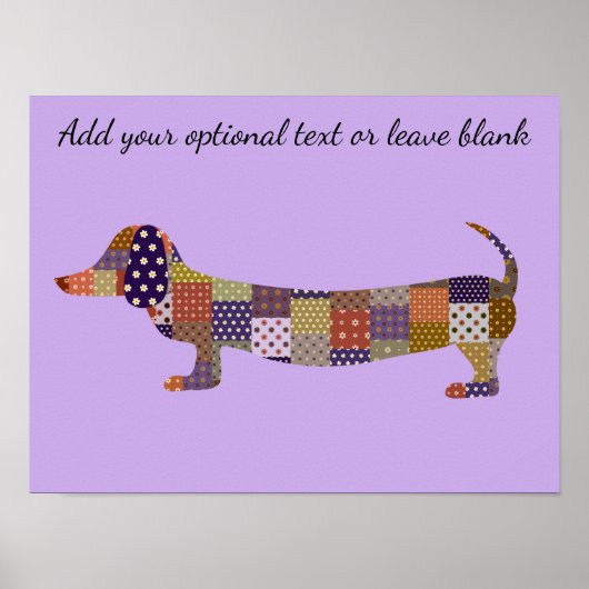 Paarse Patchwork Dachshund Wall Art Poster (Voorkant)