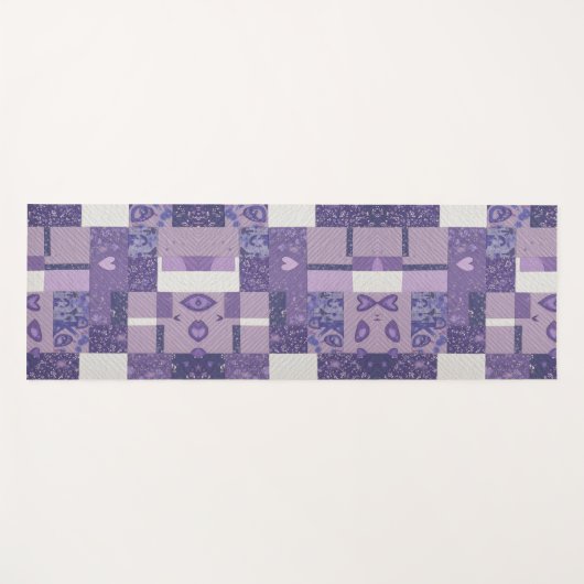 Paarse Patchwork Quilt Yoga Mat (Voorkant (horizontaal))