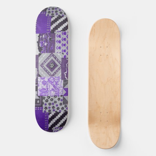 Paarse patchwork Skateboard Deck (Voorkant)