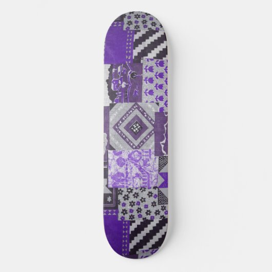 Paarse patchwork Skateboard Deck (Voorkant)