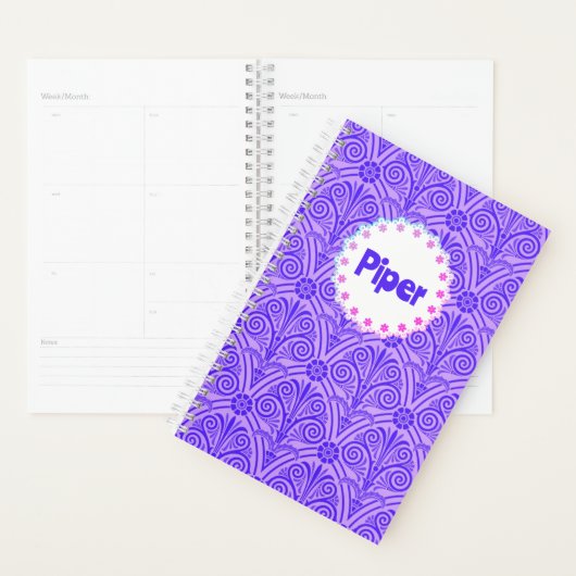 Paarse Patroon Boho Naam Planner (Display)