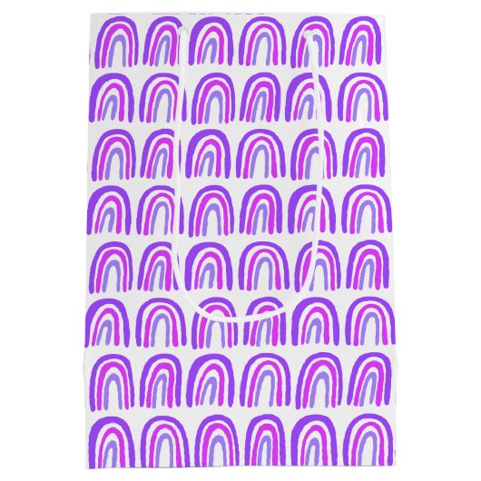 Paarse Patroon Regenboog Baby shower Gift Medium Cadeauzakje (Achterkant)