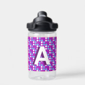 Paarse Patroon Stippen Aangepaste Monogram Kindere Waterfles (Achterkant)