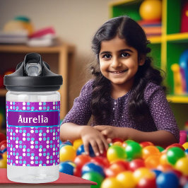 Paarse Patroon Stippen Aangepaste Monogram Kindere Waterfles