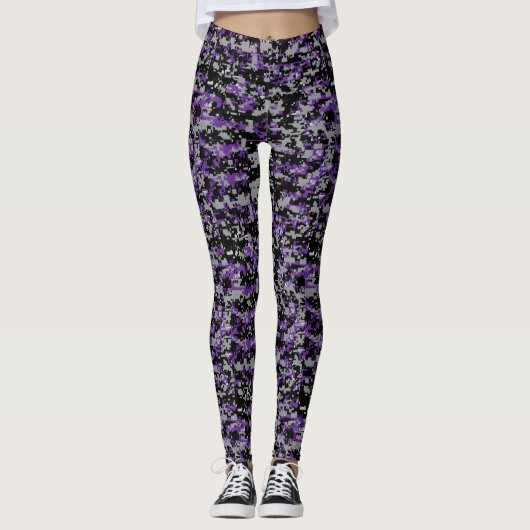 Paarse Patroon Vrouwen Camouflage Leggings (Voorkant)