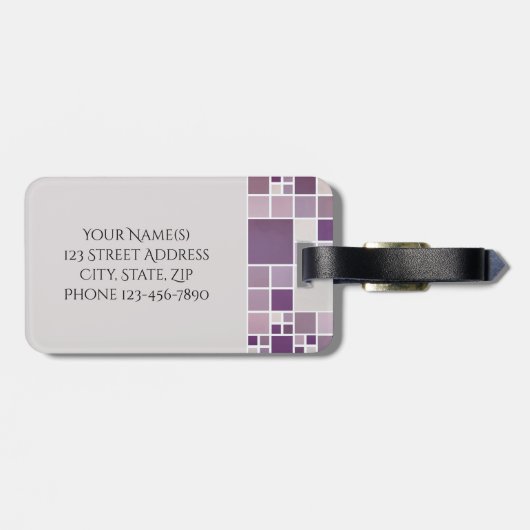 Paarse Patroon Waterverf Monogram Bagagelabel (Achterkant horizontaal)