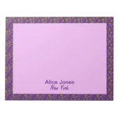 Paarse patroonbruine natuurbloem notitieblok (Voorkant)