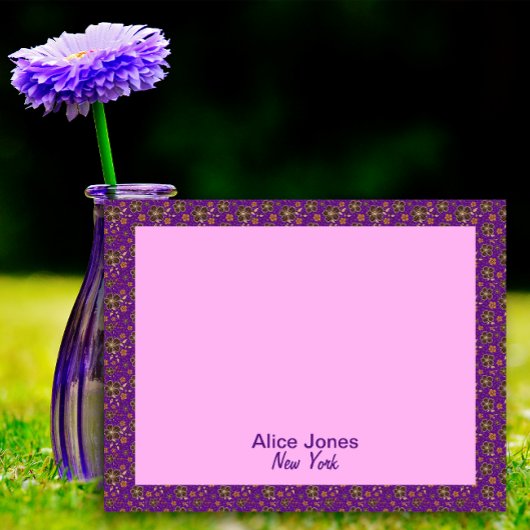 Paarse patroonbruine natuurbloem notitieblok