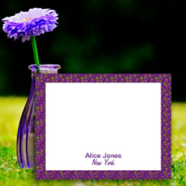 Paarse patroonbruine natuurbloem notitieblok