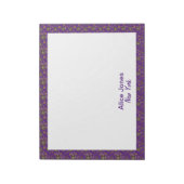 Paarse patroonbruine natuurbloem notitieblok (Linkerzijde)