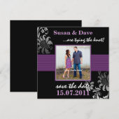 Paarse Patroonfoto Opslaan Datum Save The Date (Voorkant / Achterkant)