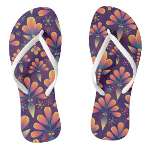 Paarse pattereerde flip sandalen teenslippers