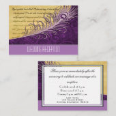 Paarse Pauw bruiloft receptie Kaarten (Voorkant / Achterkant)