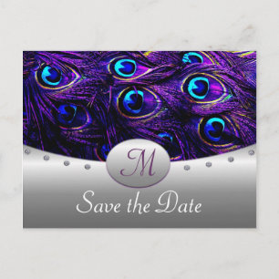 Paarse Pauw bruiloft Save the Date Kaarten