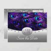 Paarse Pauw bruiloft Save the Date Kaarten (Voorkant / Achterkant)