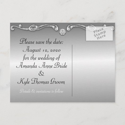 Paarse Pauw bruiloft Save the Date Kaarten (Achterkant)