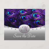 Paarse Pauw bruiloft Save the Date Kaarten (Voorkant)