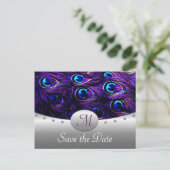 Paarse Pauw bruiloft Save the Date Kaarten (Staand voorkant)