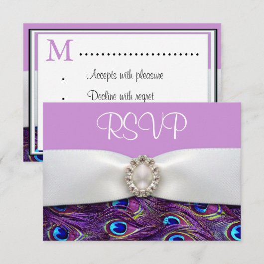 Paarse Pauw Huwelijk RSVP Antwoordkaarten (Voorkant / Achterkant)