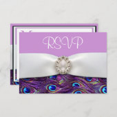 Paarse Pauw Huwelijk RSVP-reactiekaarten RSVP Kaartje (Voorkant / Achterkant)