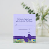 Paarse Pauw Huwelijksuitnodigingen RSVP Kaartje (Staand voorkant)