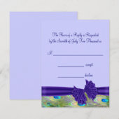 Paarse Pauw Huwelijksuitnodigingen RSVP Kaartje (Voorkant / Achterkant)