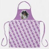 Paarse Pauw Print Check Pattern Dog Foto Schort (Voorkant)