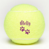 Paarse Pauw Print Personalized Pet or Dog Name Spe Tennisballen (Voorkant)