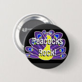 Paarse Pauw Ronde Button 5,7 Cm (Voorkant /achterkant)