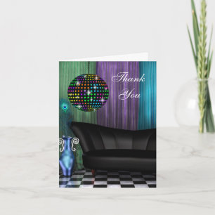 Paarse Pauw Spiegelbal Bedankt Kaarten