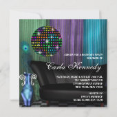 Paarse Pauw Spiegelbal Disco Verjaardagsfeest Kaart (Achterkant)