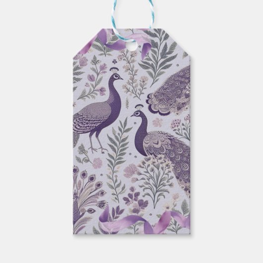 Paarse Pauw Toile Cadeaulabel (Voorkant)
