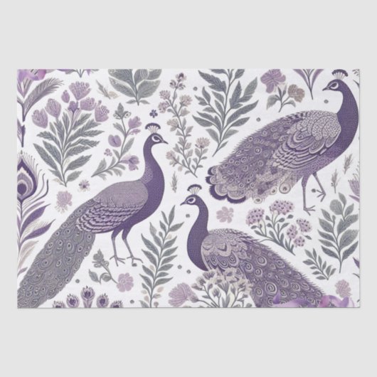 Paarse Pauw Toile Cadeautas Tissuepapier (Voorkant)