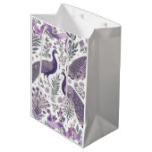 Paarse Pauw Toile Gift Bag Medium Cadeauzakje (Voorkant Gekanteld)