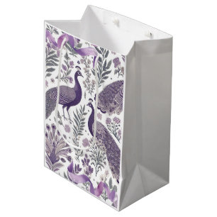 Paarse Pauw Toile Gift Bag Medium Cadeauzakje