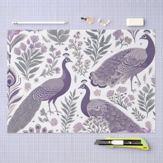 Paarse Pauw Toile Gift Bag Tissuepapier (Craft)