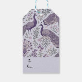 Paarse pauw toilet cadeaulabel (Achterkant)