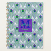 Paarse Pauw Veer Groen Blauw Art Decor Planner (Voorkant)