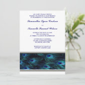 Paarse Pauw Zilveren Trim Huwelijksuitnodiging Kaart (Staand voorkant)