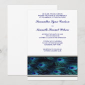 Paarse Pauw Zilveren Trim Huwelijksuitnodiging Kaart (Voorkant / Achterkant)